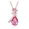 Swarovski Element Pink Crystal 18K Rose Gold Plated Flower Pendant Necklace 17"