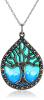 Sterling Silver Marcasite Epoxy Tree of Life Pendant Necklace, 18"