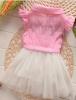 Baby Girls Kids Lovely Pink Princess Bow Tutus Cotton+Lace Party Dress