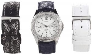 Guess Women's U0086L1 Feminine Classic Hi-Energy Style Watch with Three Interchangeable Straps