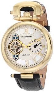 Stuhrling Original Men's 127.33352 Special Reserve Emperor Automatic Skeleton Dual Time Zone Gold Tone Watch