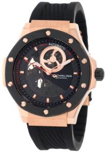 Stuhrling Original Men's 160A.33461 "Special Reserve Apocalypse" Rose Gold-Tone Stainless Steel and Black Rubber Automatic Skeleton Watch