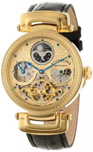 Stuhrling Original Men's 353A.333531 Magistrate Automatic Skeleton Dual Time Gold Tone Watch