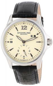 Stuhrling Original Men's 483.331515 Symphony Eternity GMT Automatic Date Stainless Steel Black Leather Strap Watch