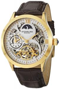 Stuhrling Original Men's 571.3335K2 Classic Winchester Tempest II Automatic Skeleton Dual Time Zone Gold Tone Watch