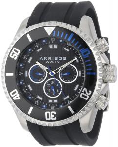 Akribos XXIV Men's AK597BU Grandiose Swiss Quartz Multi-Function Silicone Strap Watch