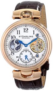 Stuhrling Original Men's 501.03 Special Reserve Emperor Dual Time Analog Display Automatic Self Wind Brown Watch