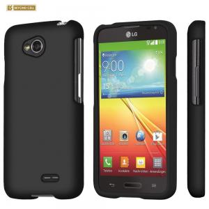 LG Optimus L70 (Metro PCS) Slim Light Hybrid Snap On Non-Slip Matte Hard Case Protex Rubberized Rubber Coating Protective Case - Black - Retail Packaging