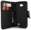 LG Realm case, Premium Slim and Durable PU Leather Wallet Flip Case Cover Stand with Card Holder and Strap for LG Realm LS620 (Black)