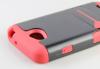Townshop[TM] For - LG Optimus L70 VS450 (Metro PCS) / Realm LS620 (Boost Mobile) / Optimus Exceed 2 W7 (Verizon) - Red Dual Layer Plastic TPU Infuse Prime Black Hard Cover Snap On Case W/ Kickstand + Townshop[TM] Stylus Pen