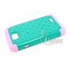 iWIRE&reg Light Pink & Teal Hybrid Spot Diamond Bling Phone Case Skin Cover for LG Optimus L70 / Optimus Exceed II / Dual D325 / Realm LS620 + iWIRE&reg Touch Screen Pen