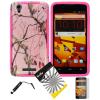 3 items Combo: ITUFFY (TM) LCD Screen Protector Film + Mini Stylus Pen + Design Wrap-Up Cover Faceplate Skin Phone Case for ZTE BOOST MAX N9520 (Boost Mobile) (Pink Tree Camouflage - Pink)