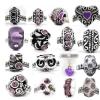 Ten Purple Charms Spacers for Snake Chain Charm Bracelet
