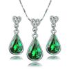[Love of Crystal] Yoursfs 18k Gold Plated Austrian Crystal Teardrop Gemstone Necklace and Earring Jewelry Set Mother's Day Gift