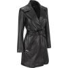 Wilsons Leather Womens Leather Belted Maxi W/ Notch Collar Stitching Detail