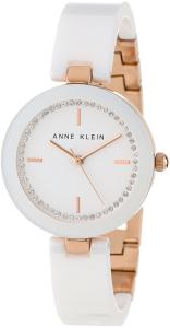 Anne Klein Women's AK/1314RGWT White Ceramic Bangle Watch with Swarovski Crystal Accents