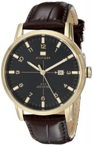 Tommy Hilfiger Men's 1710329 Gold-Tone Watch with Brown Leather Strap