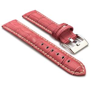 StrapsCo Premium Pink Croc Embossed Leather Watch Strap size 24mm