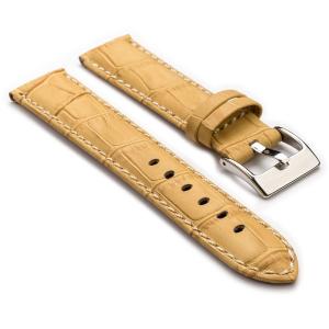 StrapsCo Premium Beige Croc Embossed Leather Watch Strap size 24mm