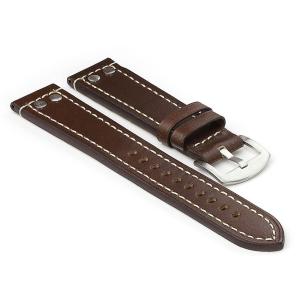 StrapsCo Dark Brown Thick Leather Watch Strap with Rivets size 24mm