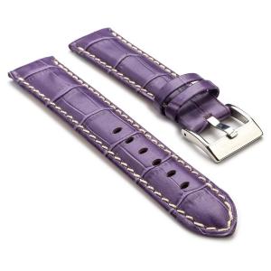 StrapsCo Premium Purple Croc Embossed Leather Watch Strap size 24mm