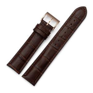 iStrap 24mm Calfskin Padded Stitched Watch Band Rose Gold Tang Buckle- Brown 24