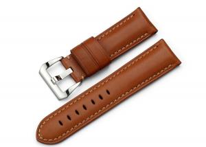 iStrap 24mm Genuine Calfskin Padded PreV Watch Strap W/ 22mm Polished Tang Buckle - Brown