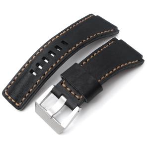 MiLTAT Hand Stitch Bell & Ross BR01 Black Calfskin Watch Strap, Buckle included