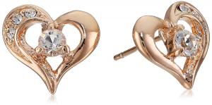 Yoursfs Bridal Wedding Earring 18k Rose Gold Plated Heart Shaped Cubic Zirconia CZ Studs
