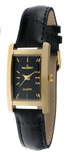 Đồng hồ nữ Peugeot Women's 3007BK Gold-Tone Black Leather Strap Watch