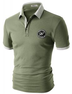 Doublju Mens round logo patched short sleeve polo shirts