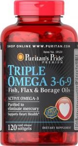 Puritan's Pride Triple Omega 3-6-9 Fish, Flax & Borage Oils-120 Softgels