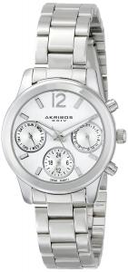 Akribos XXIV Women's AK709SS Ultimate Swiss Quartz Multifunction Silver-tone Bracelet Watch