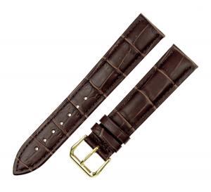 22mm Alligator Grain Leather Watch Band Strap Gold Buckle Color Brown