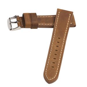 Hadley Roma MS854 22mm Rust Oil Tan Distressed Leather Stitched Men's Watch Band