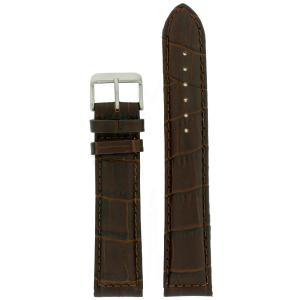 Watch Band Genuine Leather Extra Long Dark Brown Alligator Grain22 millimeter Tech Swiss