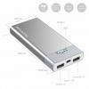 Battery Charger, Superway 10000mah Ultra Slim Dual USB Output High Capacity Portable Rechargeable External battery Charger Mobile Power Backup Battery For Cell phone Smartphone, Silver