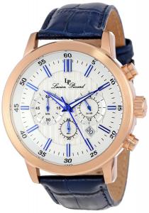 Đồng hồ nam Lucien Piccard Men's 12011-RG-023S Monte Viso Chronograph White Textured Dial Dark Blue Leather Band Watch