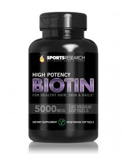 Biotin (High Potency) 5000mcg Per Veggie Softgel; Enhanced with Coconut Oil for better absorption; Supports Hair Growth, Glowing Skin and Strong Nails; 120 Mini-Veggie Softgels; Made In USA.