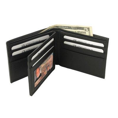 Genuine Leather RFID Blocking Secure Wallet (Black - Bi-Fold - 10 Slots) - by Identity Stronghold