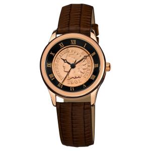 August Steiner Women's CN005R-AS Round Indian Head Penny Collectors Rose-tone Coin  Watch