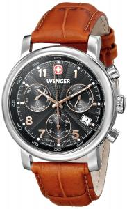 Wenger Men's 01.1043.103 Urban Classic Stainless Steel Watch with Brown Leather Band