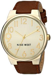 Nine West Women's NW/1652CHBN Gold-Tone Case Easy To Read Dial Brown Strap Watch