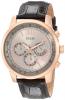 GUESS Men's U0380G4 Chronograph Brown Watch with Rose Gold-Tone Case & Genuine Leather