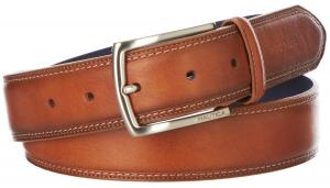 Nautica Mens Leather Feather Edge with Stitch Detail 1 1/8 Inch Belt