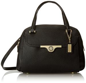 Anne Klein Lady Lock Satchel Top Handle Bag, Black, One Size