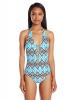 Kenneth Cole New York Women's Ikat Tribal Plunge One Piece Swimsuit