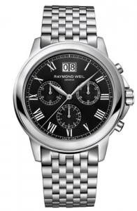 Raymond Weil Tradition Chronograph Black Dial Stainless Steel Mens Watch 4476-ST-00200
