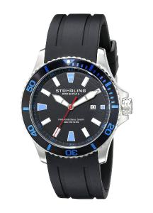 Stuhrling Original Men's 706.01 Aquadiver Regatta Quartz Date Rubber Strap Black Watch