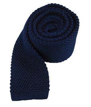 100% Silk Blue Knit Skinny 2" Neck Tie
